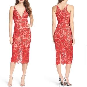 Dress the Population Scarlet Lace Midi Dress